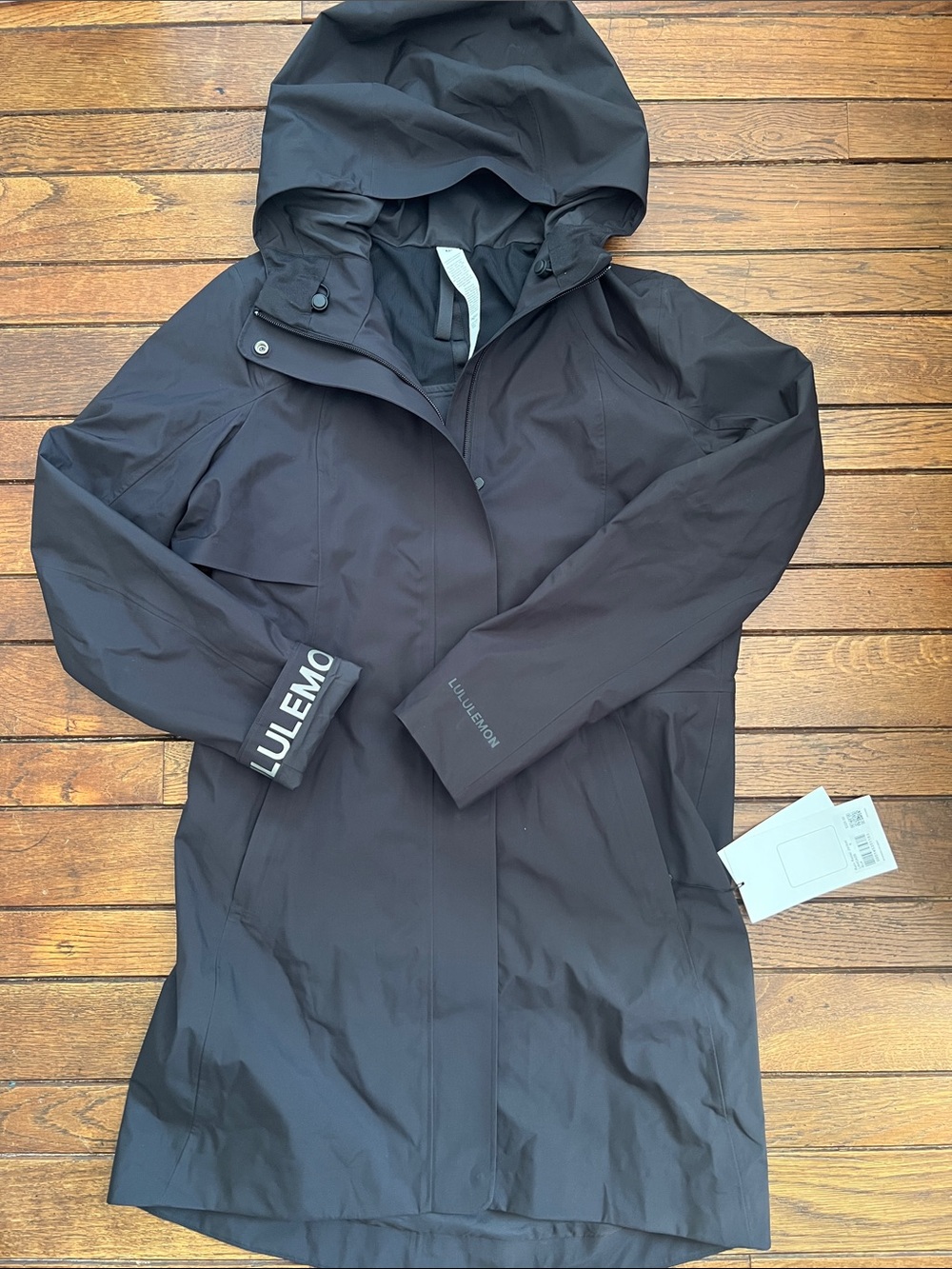 Lululemon Black Rain Rebel Jacket Waterproof Trench Coat Size 6 NWT
